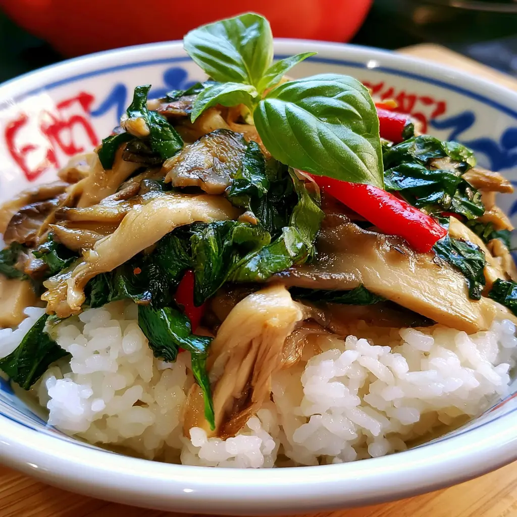 asian sauteed oyster mushrooms - final presentation