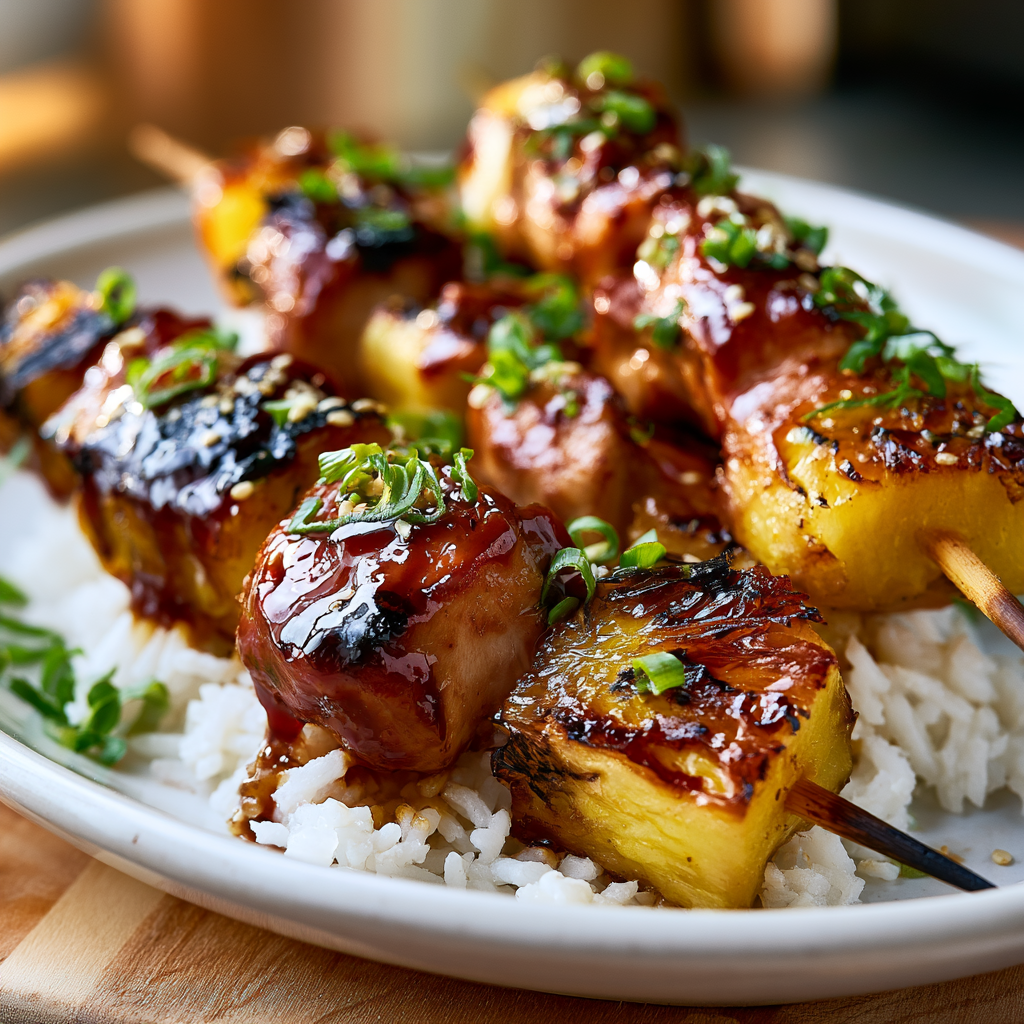 baked pineapple teriyaki chicken - final presentation