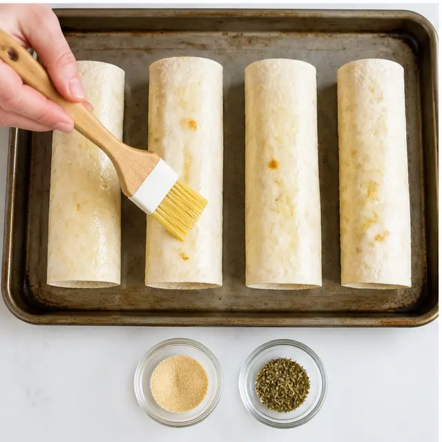 Step 3: Brush the tops with olive oil and sprinkle with garlic-herb seasoning