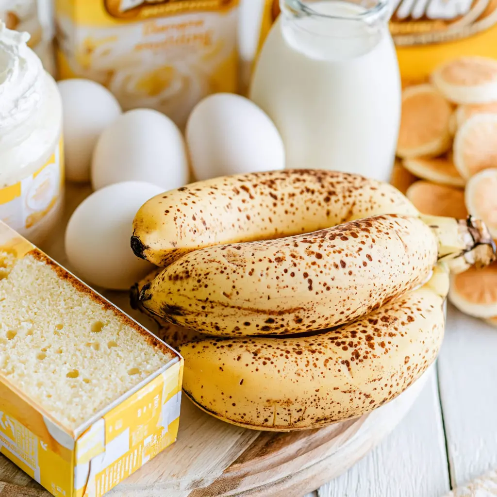 banana pudding dump cake - main ingredients
