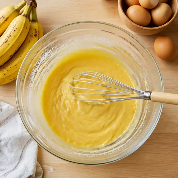 Step 1: whisk the cake batter in one bowl until smooth