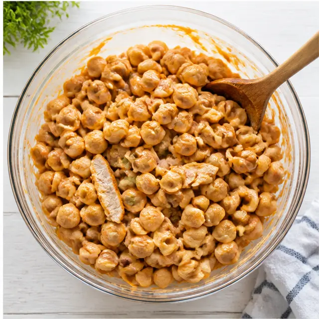Tossing everything together with creamy BBQ dressing