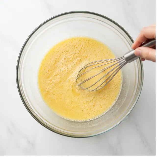 Whisk wet ingredients until foamy