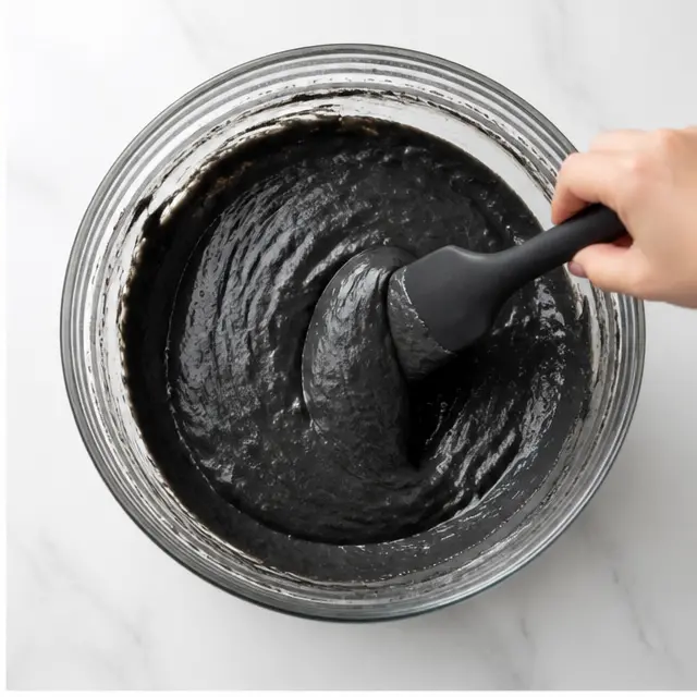 Fold in dry ingredients for velvet batter