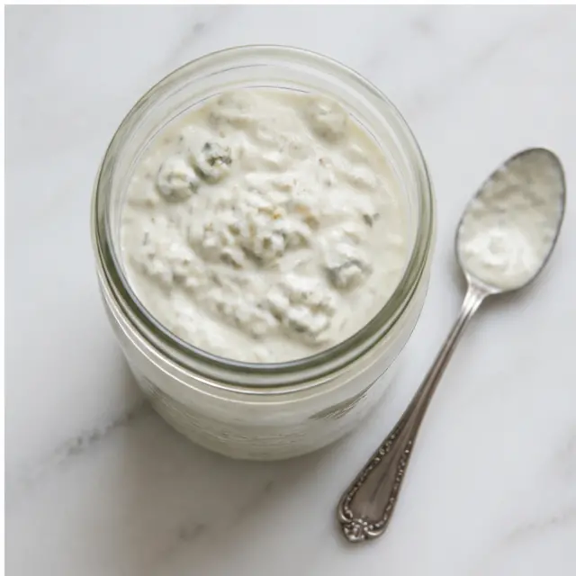 Step 4: Chill the finished chunky blue cheese dressing before serving