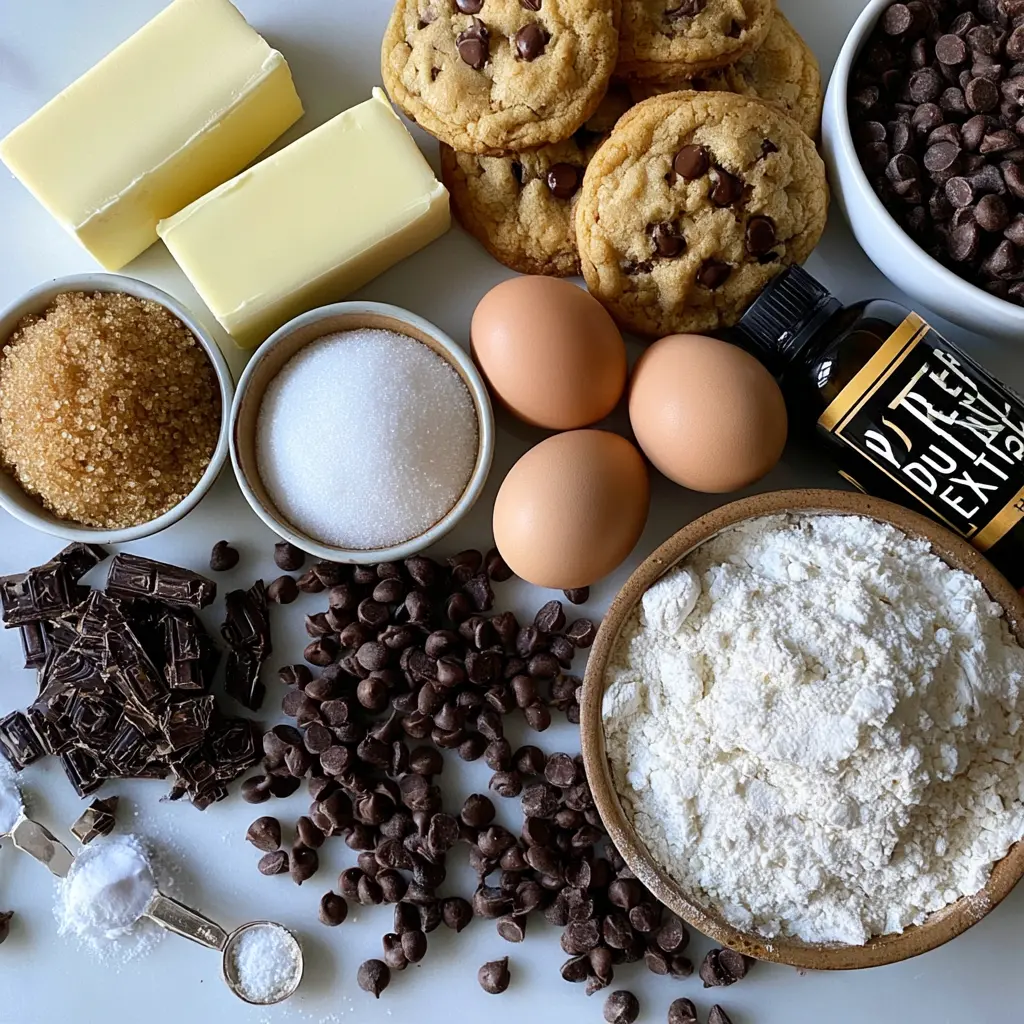 brown butter chocolate chip cookies - main ingredients