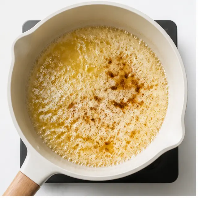 Step 1: Melting and browning butter until the milk solids turn amber
