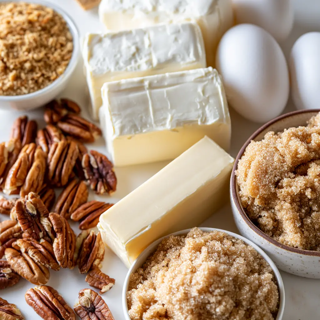 browned butter pecan cheesecake - main ingredients