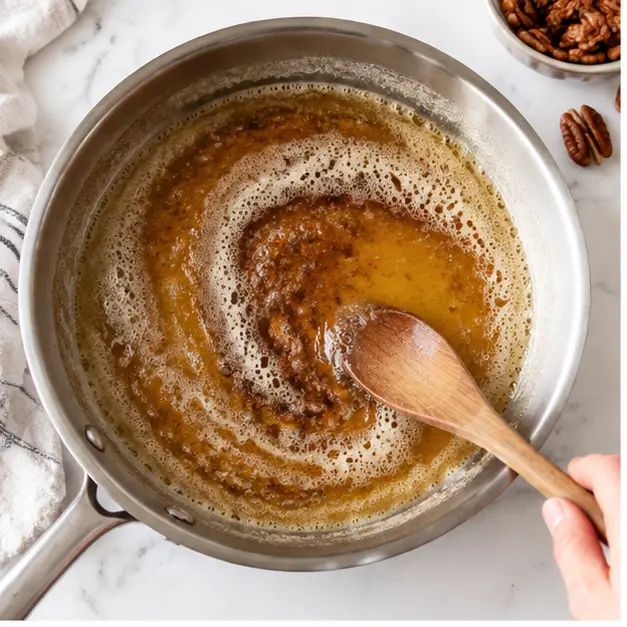 Browning butter in a skillet until amber