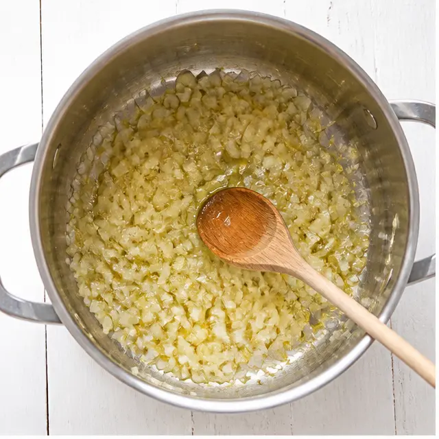 Sauté the onion in olive oil until soft