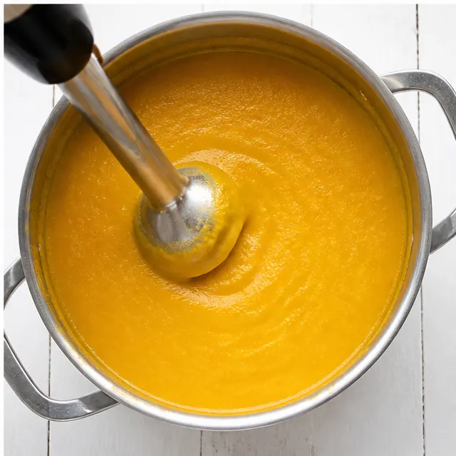 Blend the soup until silky and velvety smooth