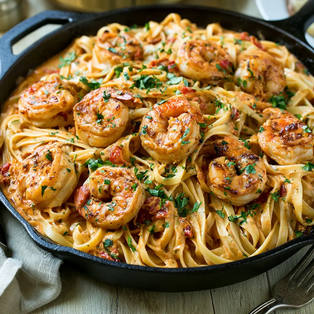 cajun shrimp pasta - final presentation