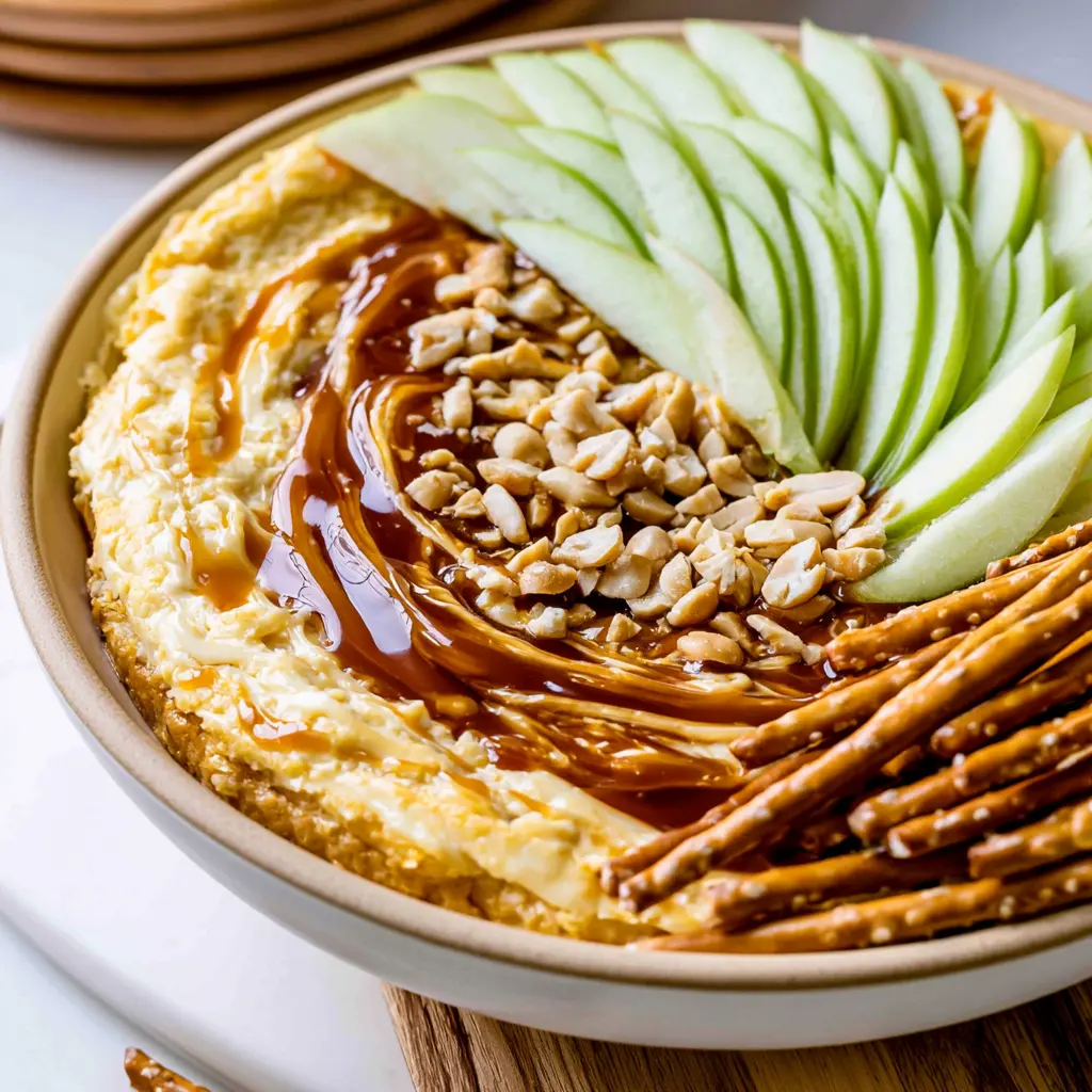 caramel apple cheesecake dip - final presentation