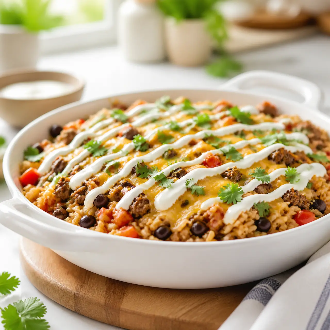 cheesy beef and rice skillet - final presentation