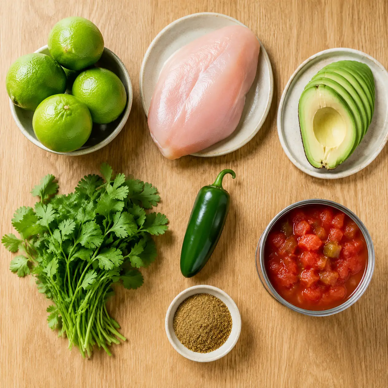 chicken and lime soup - main ingredients