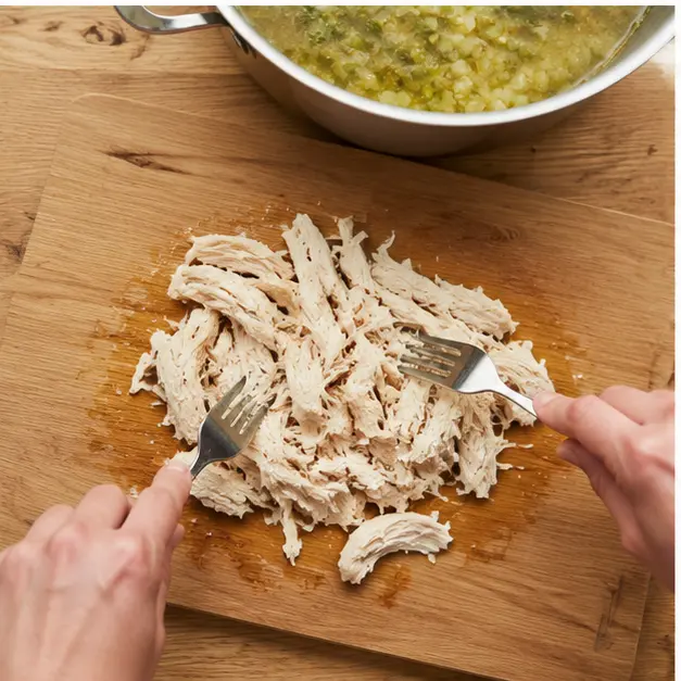 Step 3: Shredding the cooked chicken