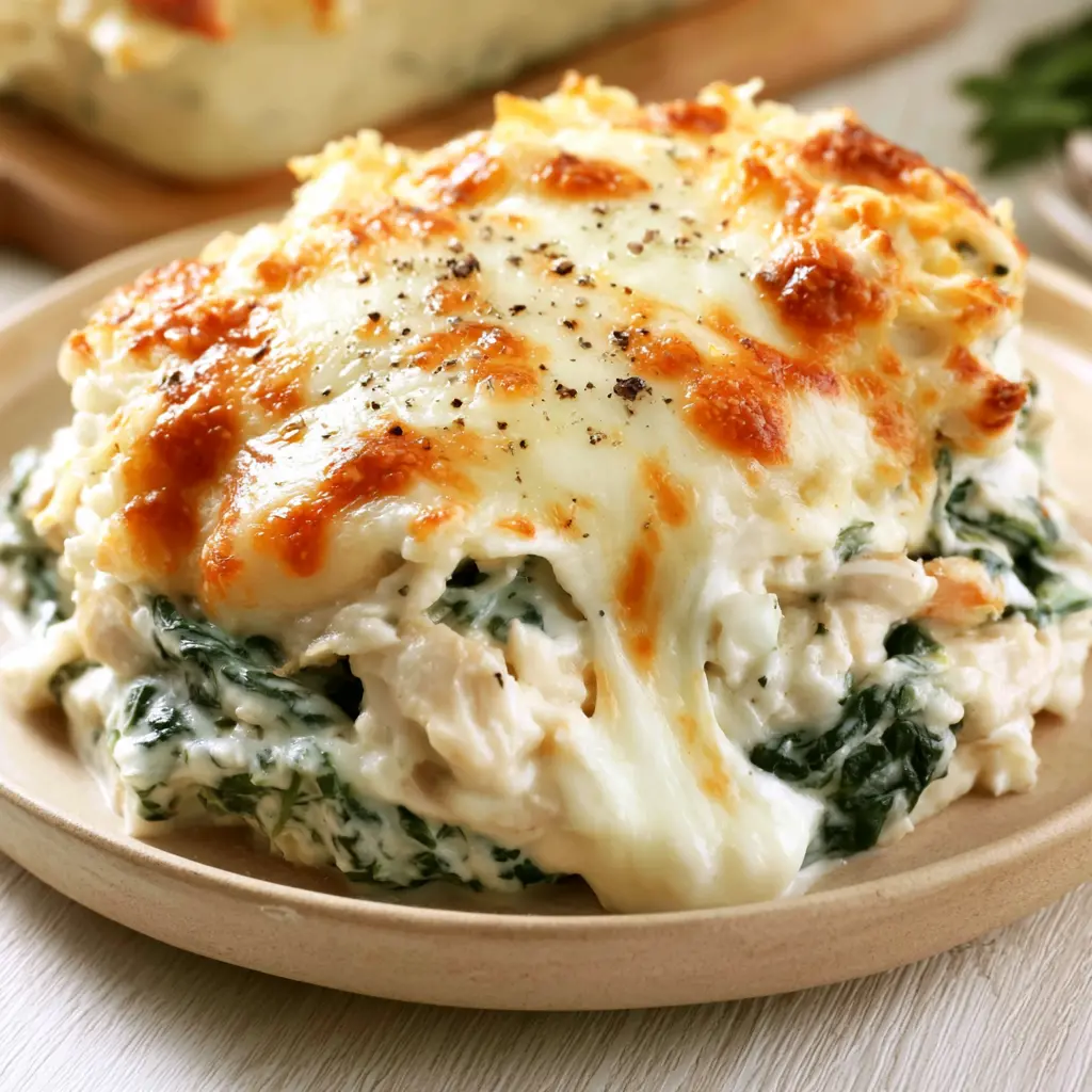 chicken and spinach casserole - final presentation