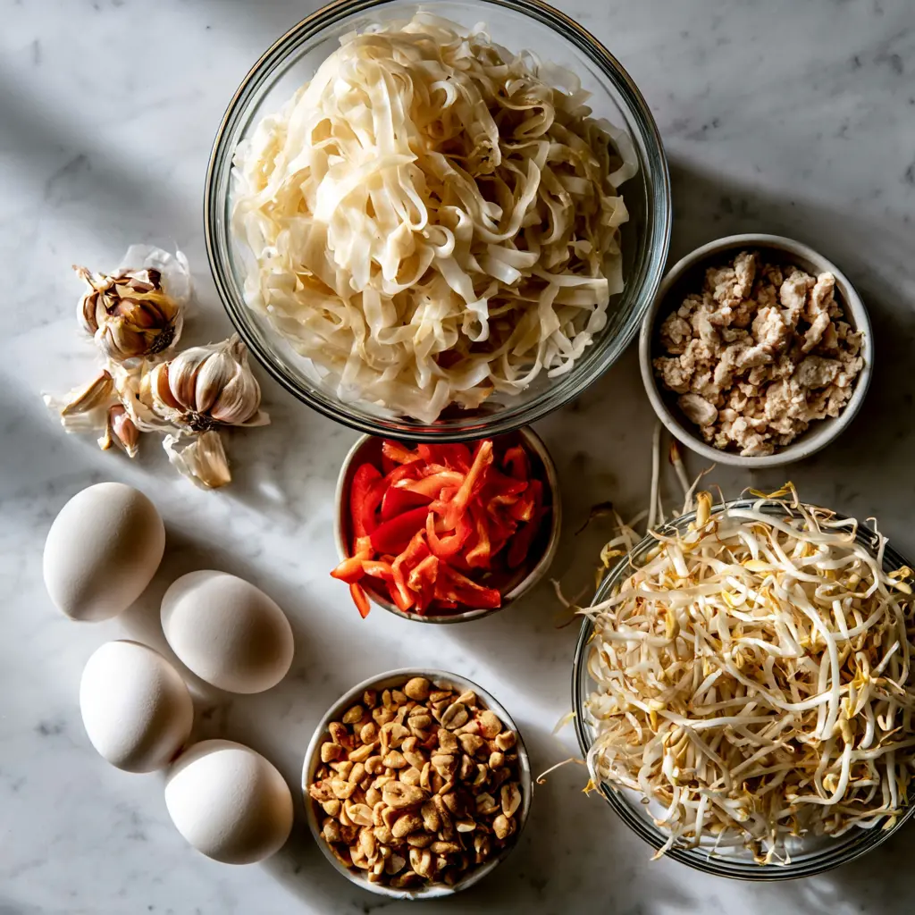 chicken pad thai - main ingredients