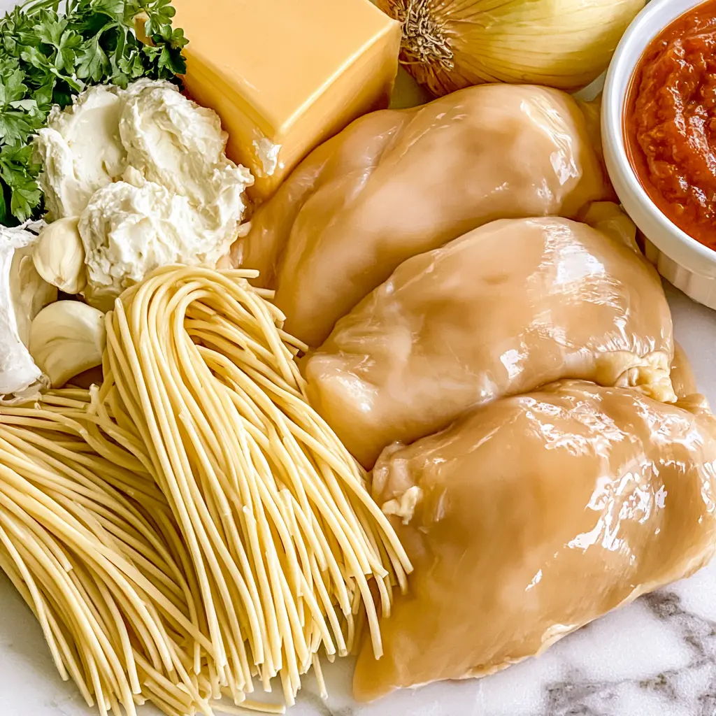 chicken spaghetti - main ingredients