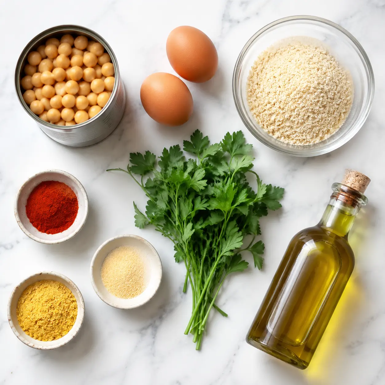 chickpea meatballs - main ingredients