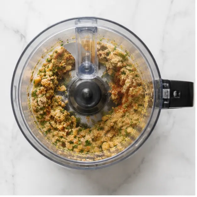 Step 1: Pulse the chickpea mixture until mostly smooth