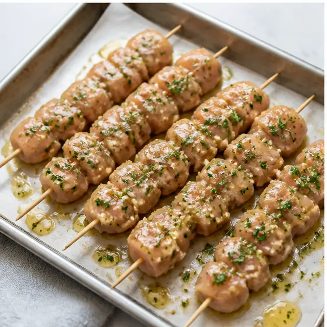 Step 3: Grill the coated skewers, turning every 2 to 3 minutes until golden at 165°F