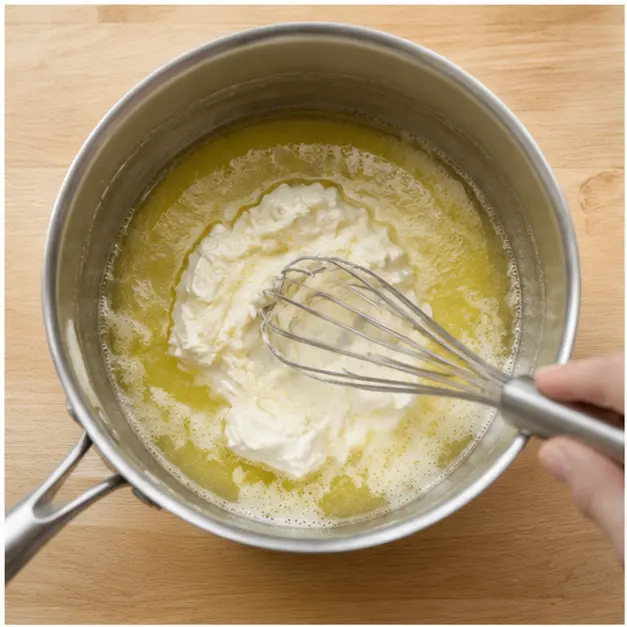Step 1: Melting butter with cream cheese
