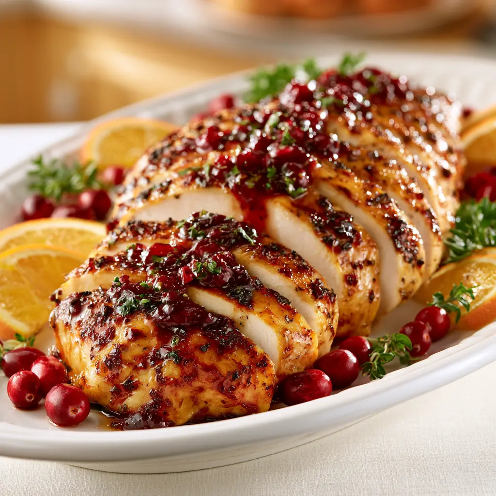 cranberry orange glazed turkey breast - final presentation