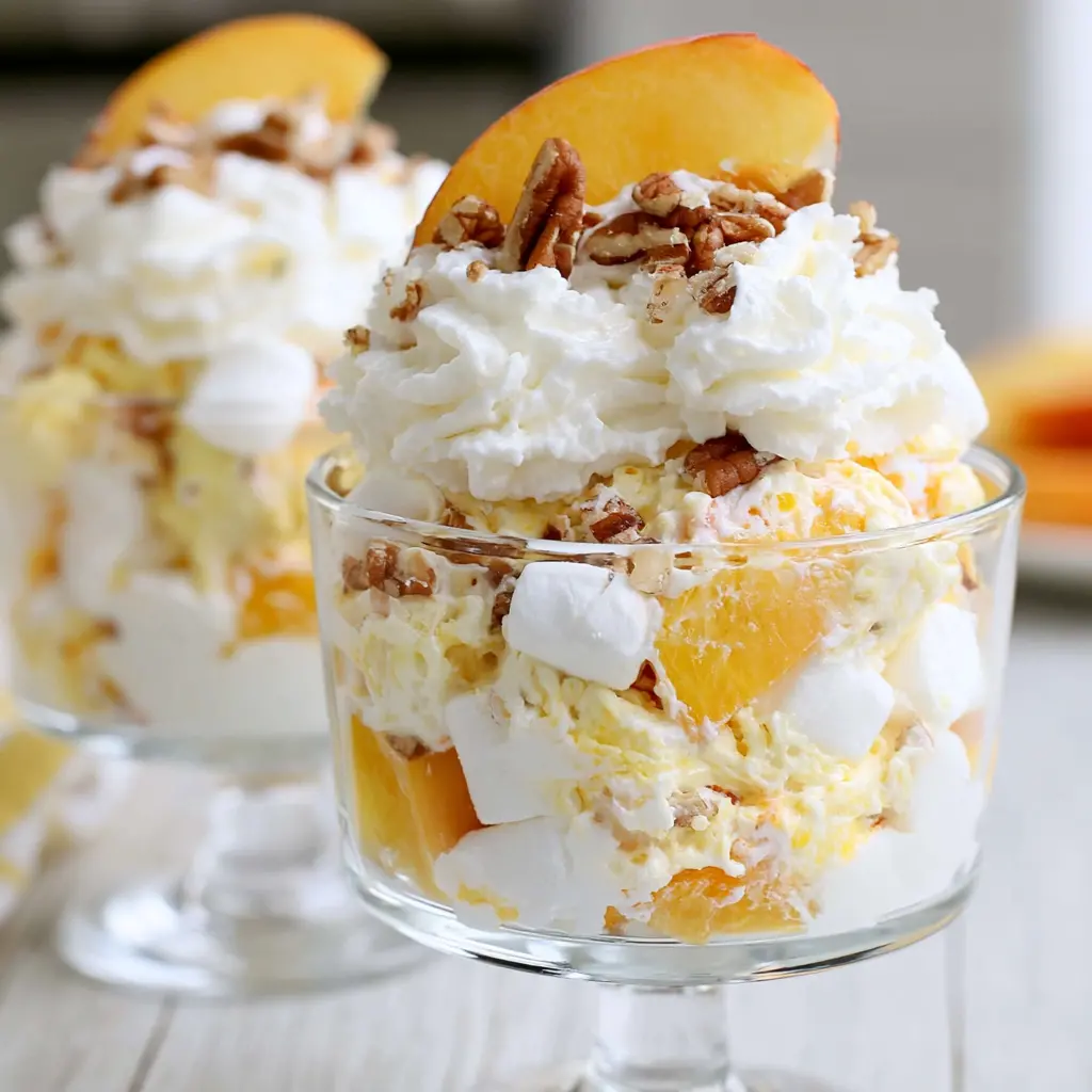 creamy cold peach dessert - final presentation