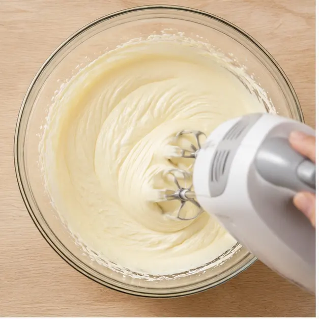 Step 1: Beat softened cream cheese with powdered sugar until smooth