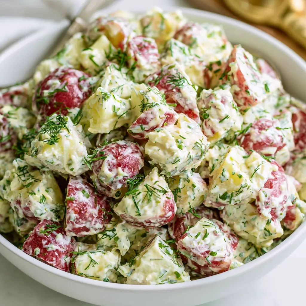 creamy red potato salad - final presentation
