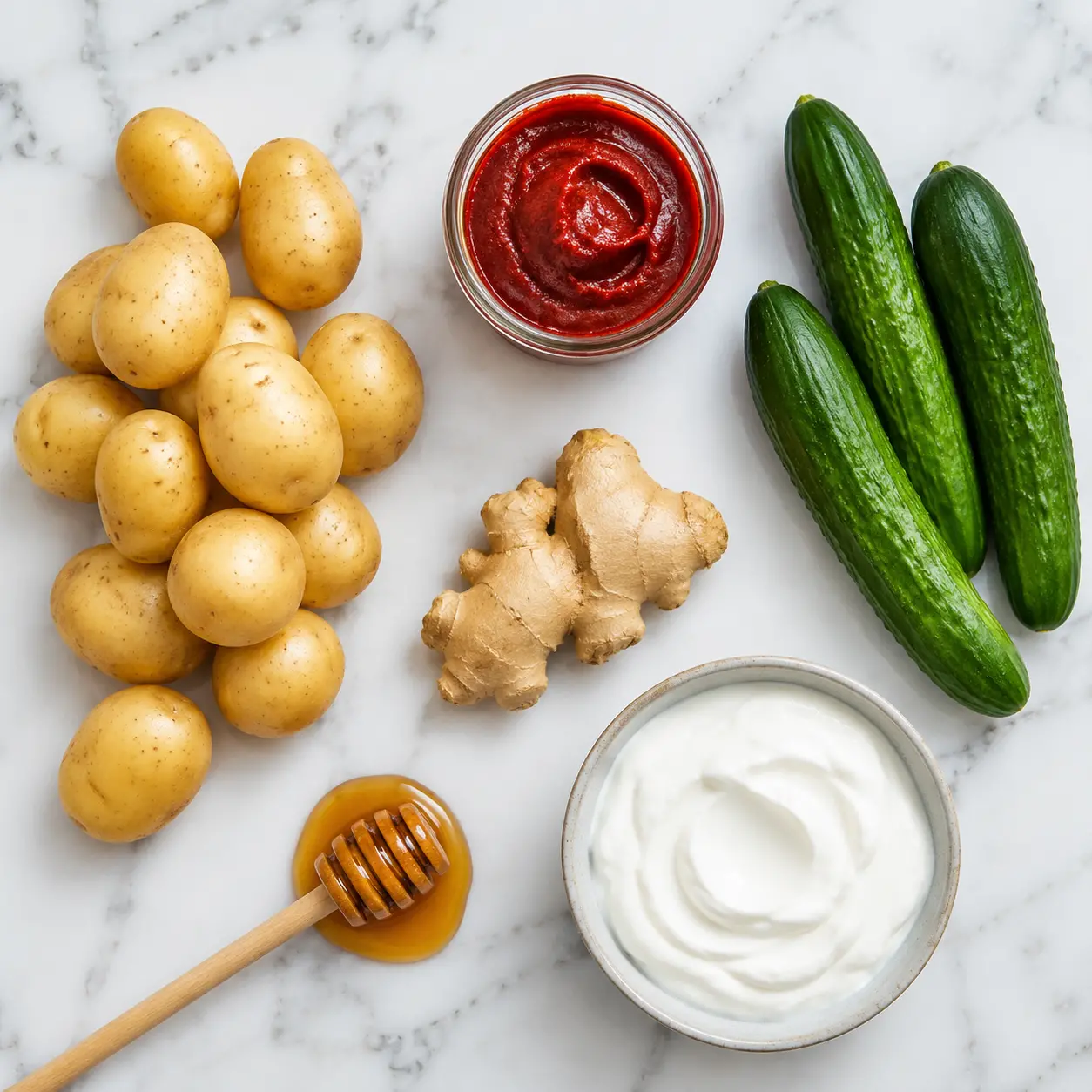 crispy gochujang potato salad - main ingredients