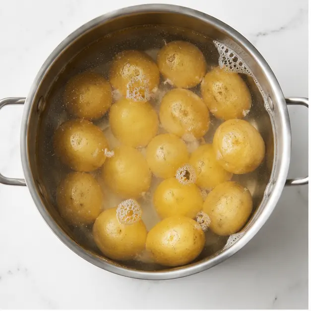 Step 1: Boil baby potatoes until fork-tender