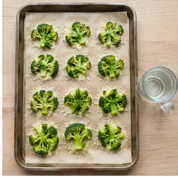Step 2: Smash florets onto parmesan mounds with a flat-bottomed glass