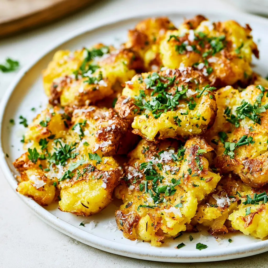 crispy smashed potatoes - final presentation