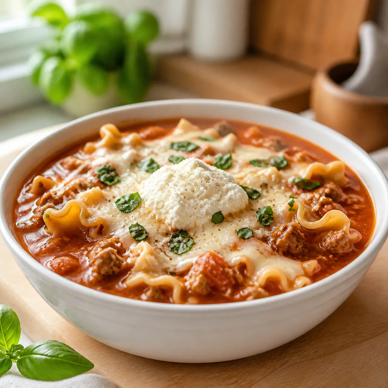 crockpot lasagna soup - final presentation