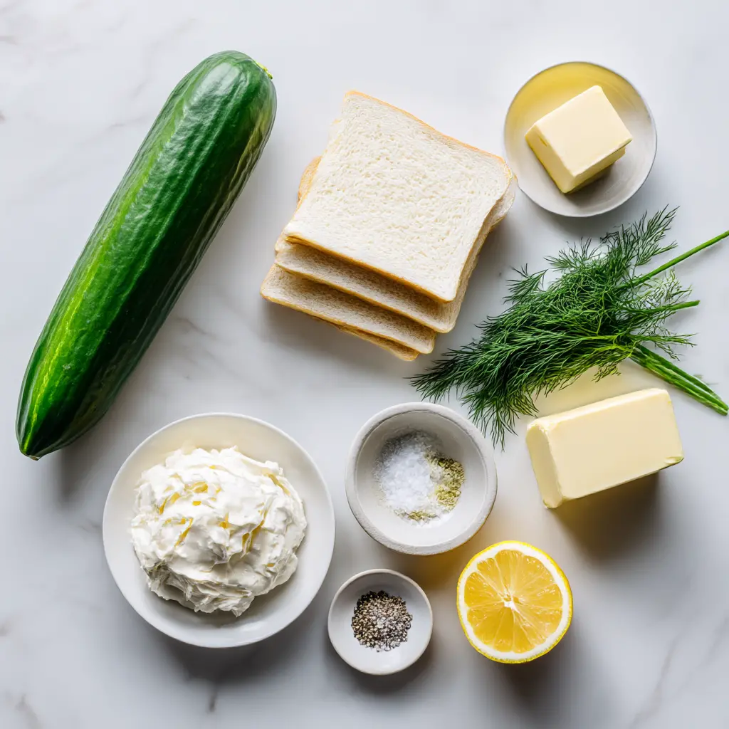 cucumber sandwiches - main ingredients