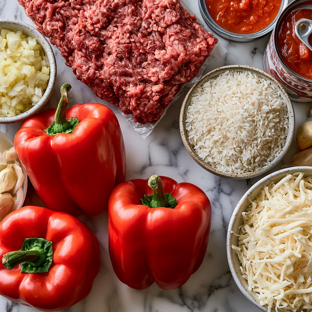 deconstructed stuffed peppers - main ingredients