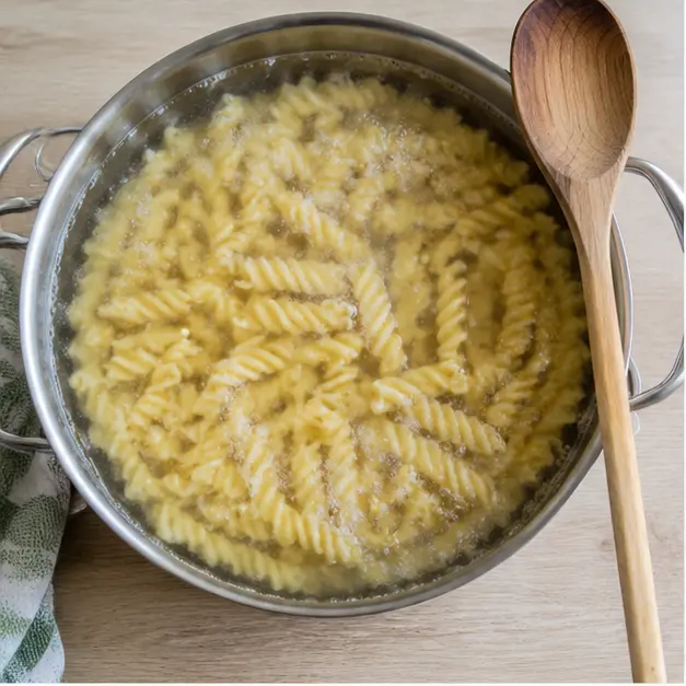 Boiling rotini pasta until al dente