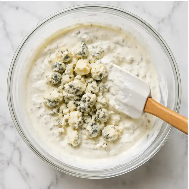 Step 3: Fold in the crumbled blue cheese