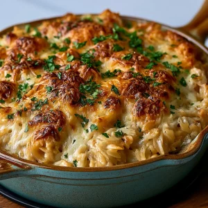 french onion chicken orzo casserole 523794323