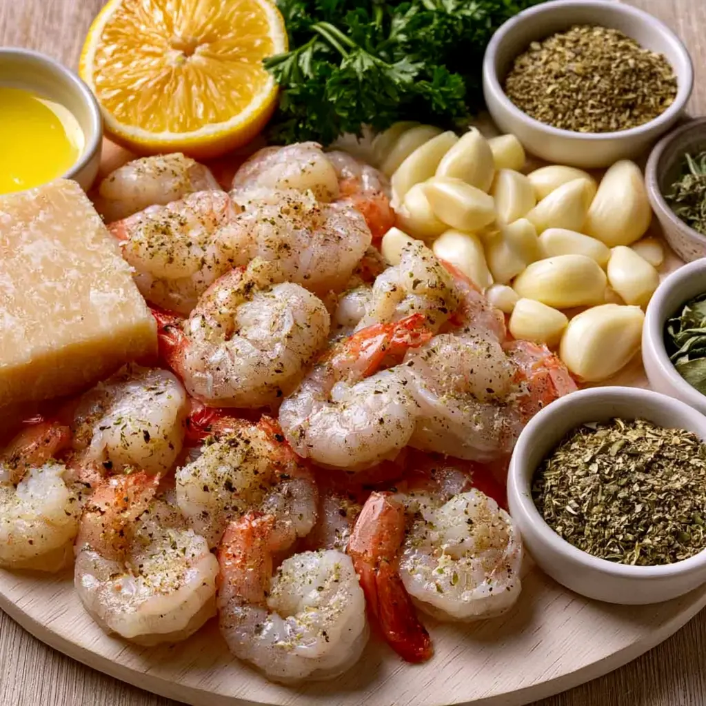 garlic parmesan baked shrimp - main ingredients