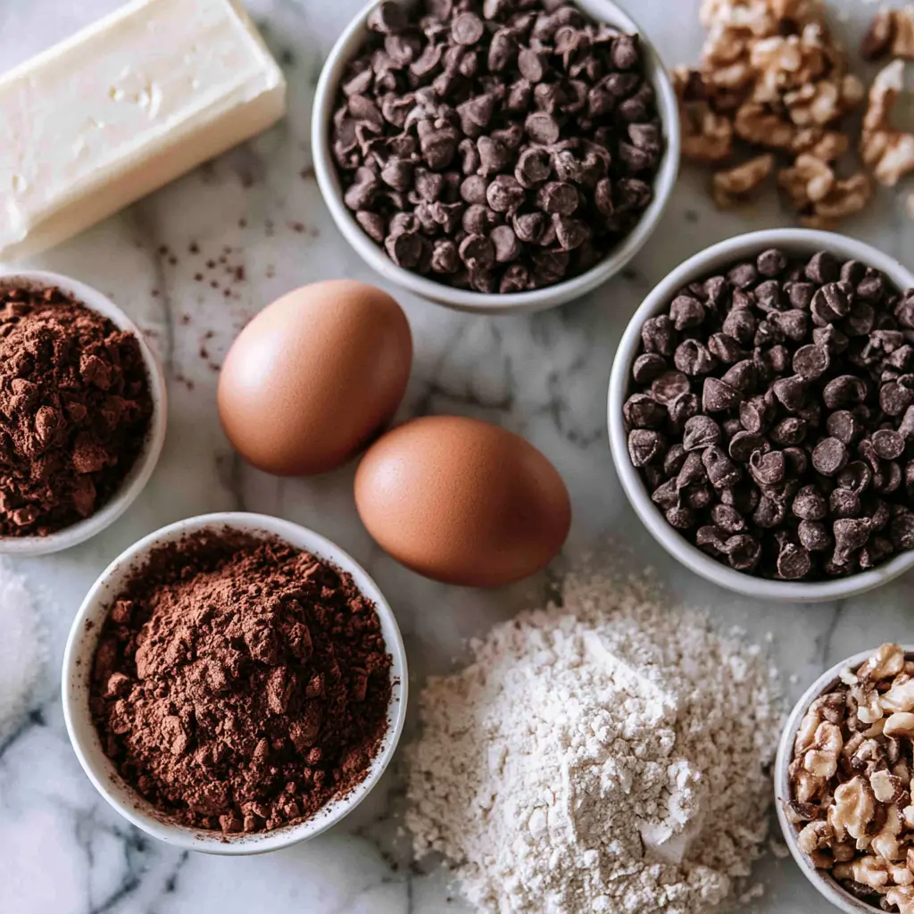 gooey brownies - main ingredients