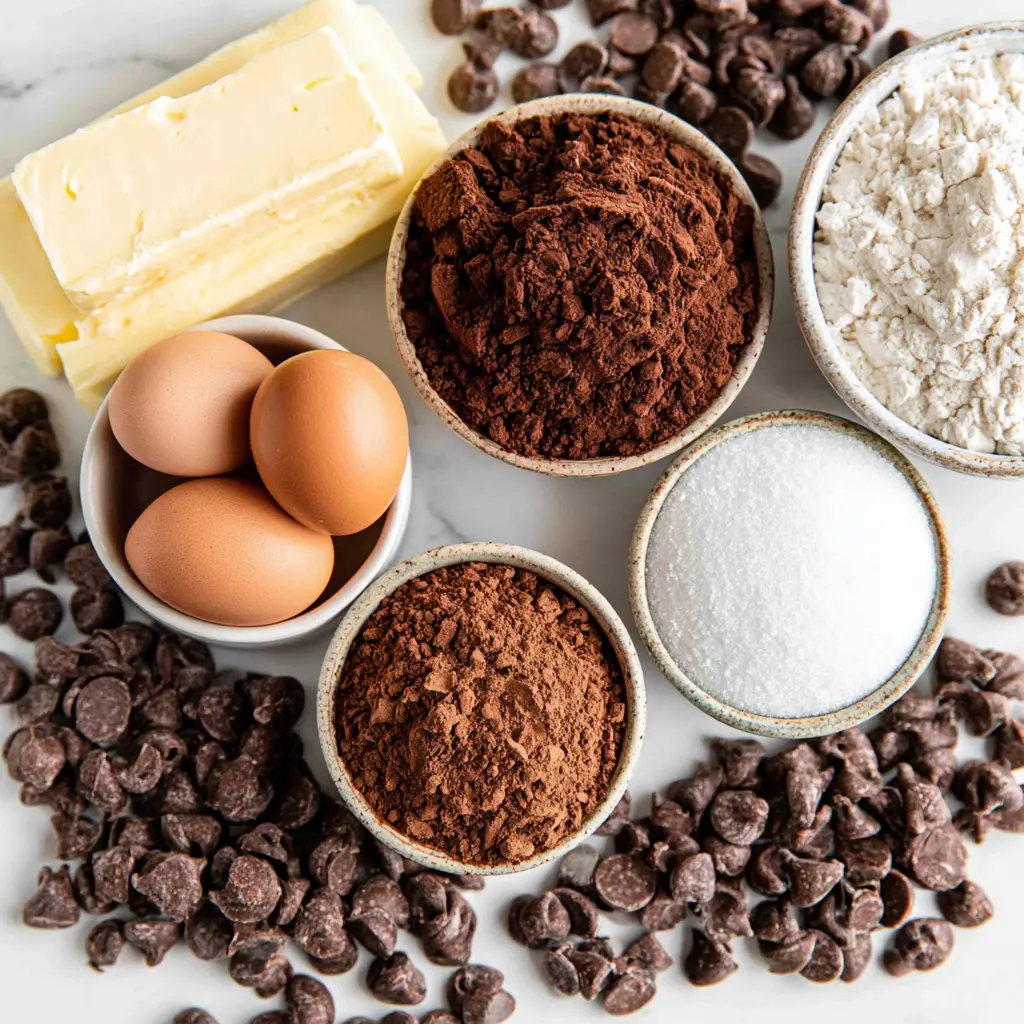 grandmas simple brownies - main ingredients