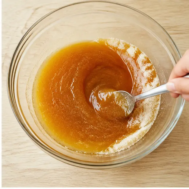 Step 2: Melt butter and stir in the sugar