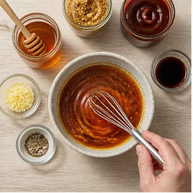 Step 1: Whisking the honey mustard glaze