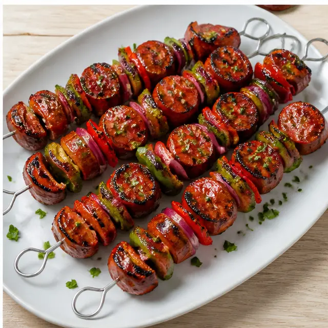 Step 4: Plating finished glazed kabobs