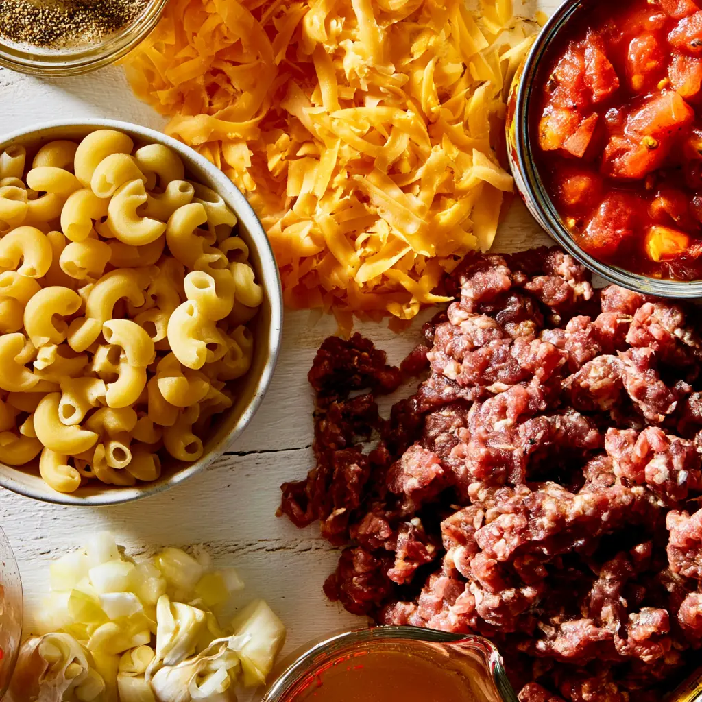 hamburger casserole - main ingredients