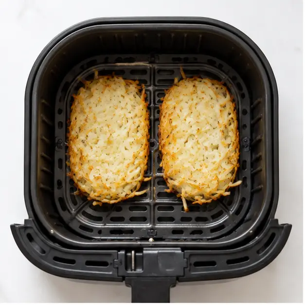 Crisp the frozen hash brown patties in the air fryer