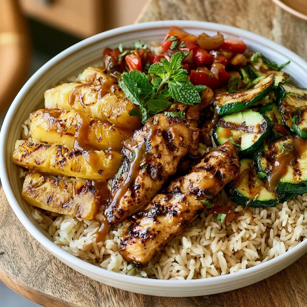 hawaiian chicken with coconut rice - final presentation
